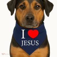 I Love Jesus Simple Logo USA-Made Doggie Bandana thumb 1