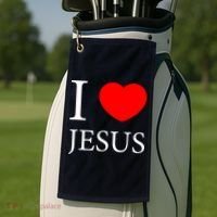 I Love Jesus Simple Logo Golf Towel thumb 2