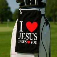 I Love Jesus Jesus Loves You Golf Towel thumb 2