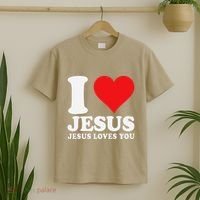 I Love Jesus Loves You Christian Girl Like God T-Shirt thumb 2