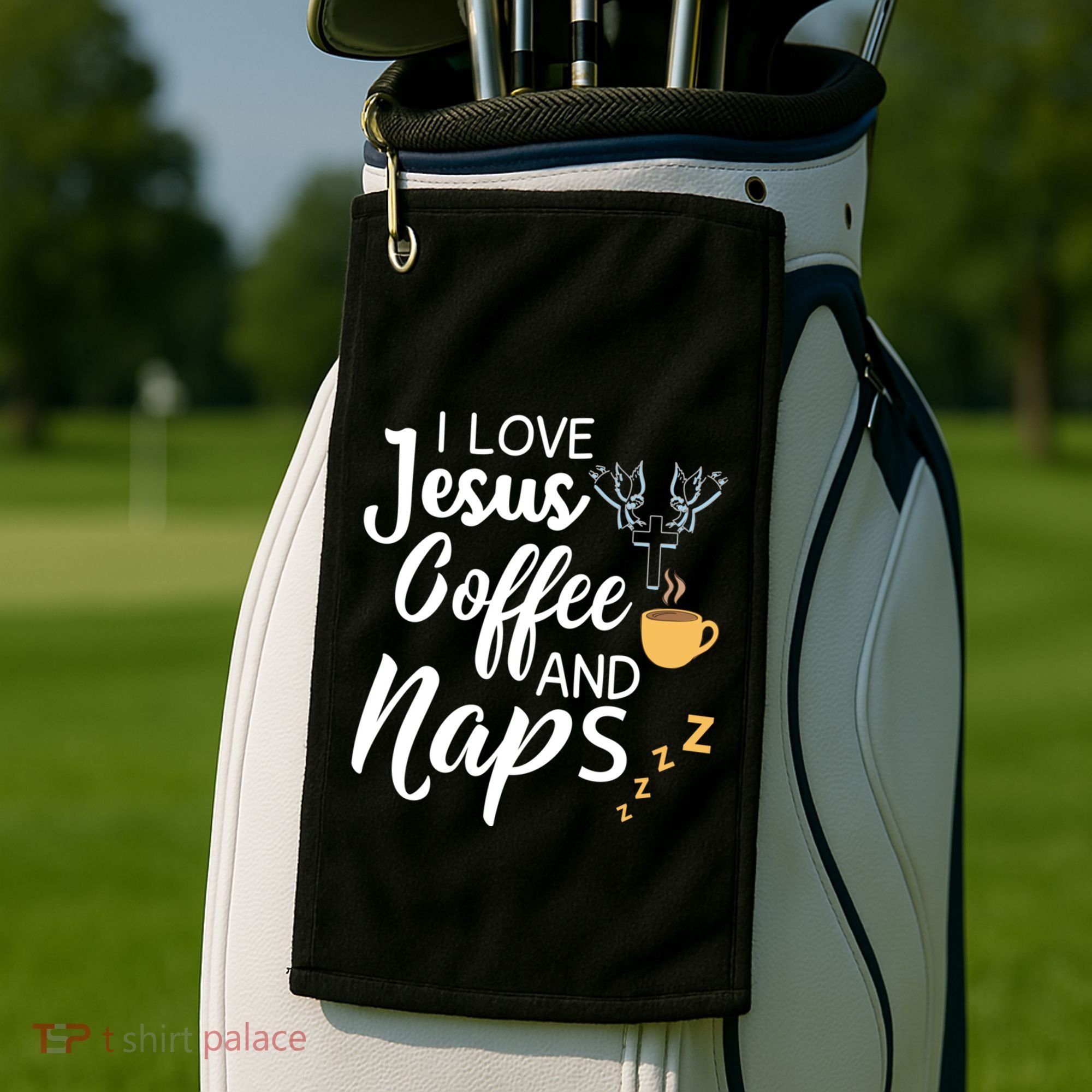 I Love Jesus Coffee And Naps Great Gift Golf Towel