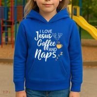 I Love Jesus Coffee And Naps Great Gift Kids Hoodie thumb 3