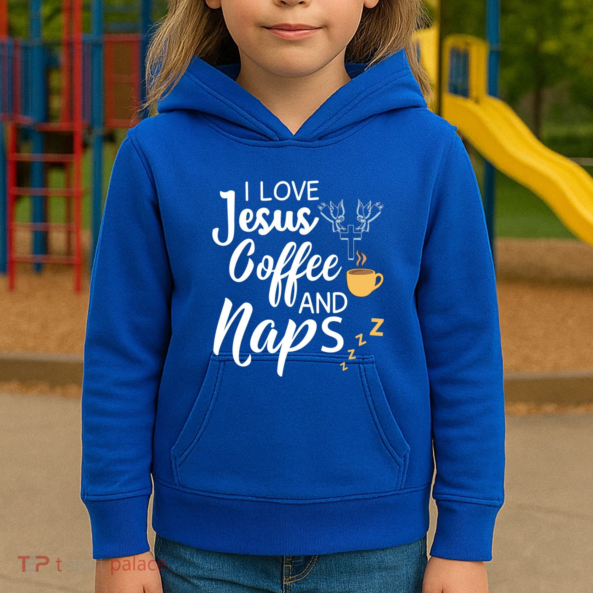 I Love Jesus Coffee And Naps Great Gift Kids Hoodie