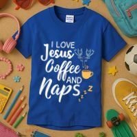 I Love Jesus Coffee And Naps Great Gift Kids T-Shirt thumb 3
