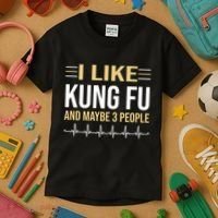 I Like Kung Fu And Maybe 3 People Kids T-Shirt thumb 3