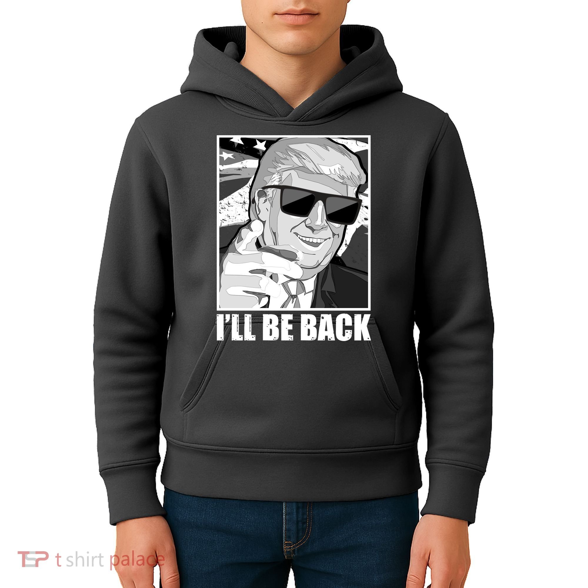 I'll Be Back Terminator Trump 2024 Election Kids Hoodie