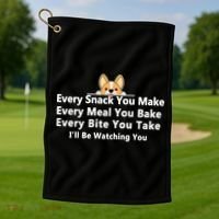 I'll Be Watching You Cute Dog Meme Golf Towel thumb 1