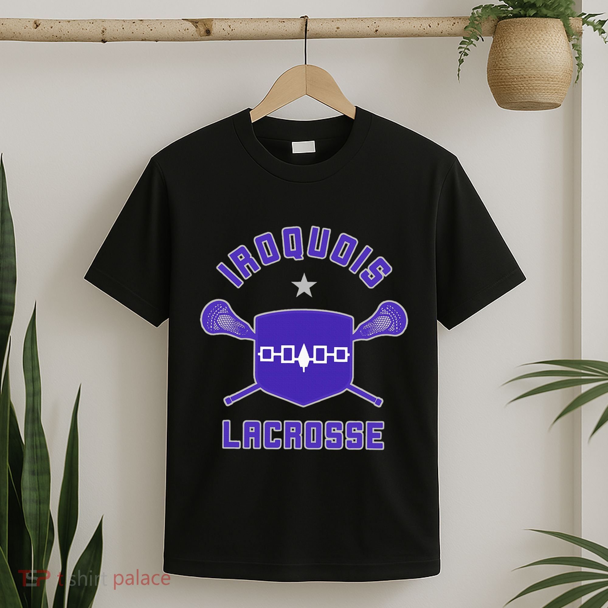 Iroquois Lacrosse Lax Sticks & Flag T-Shirt