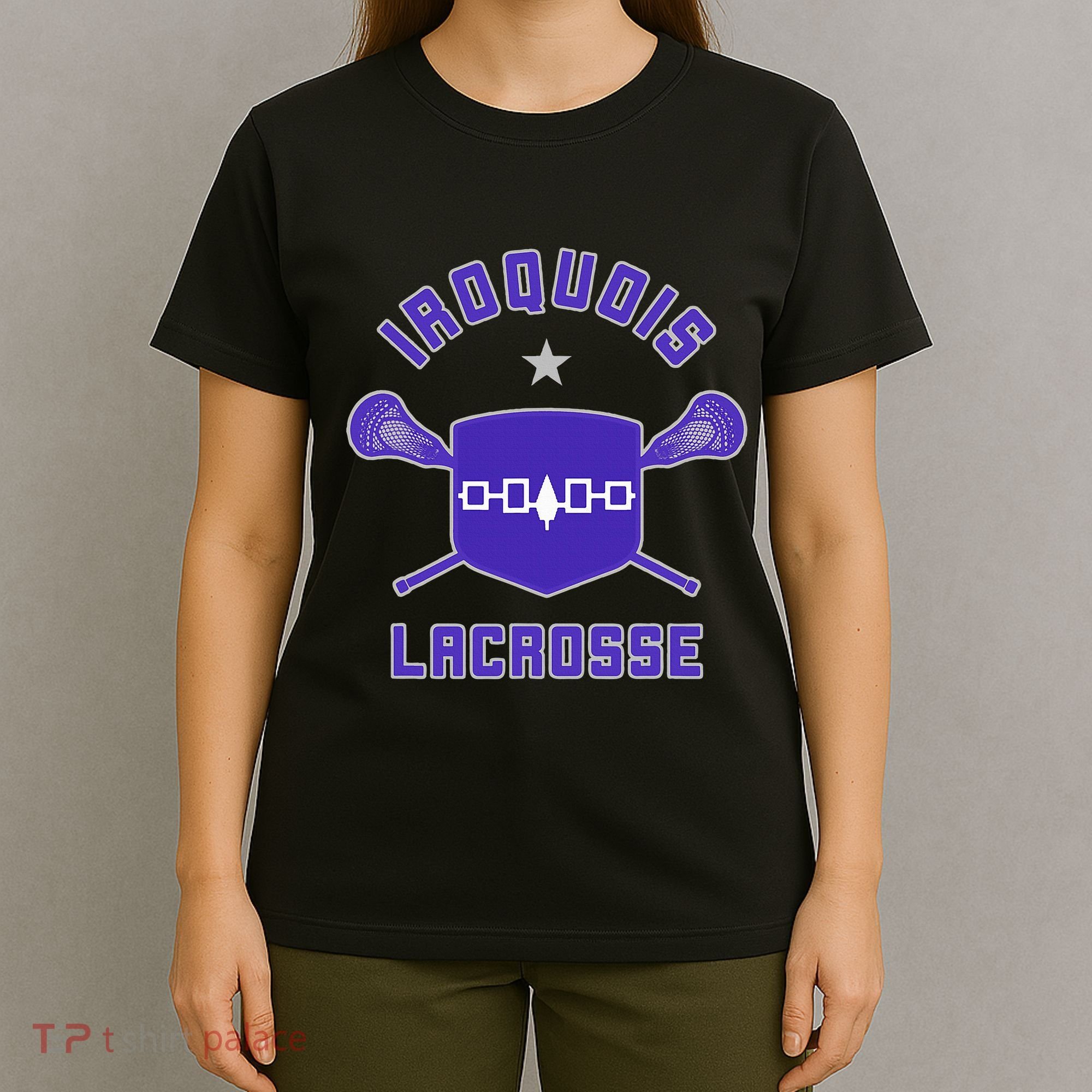 Iroquois Lacrosse Lax Sticks & Flag T-Shirt