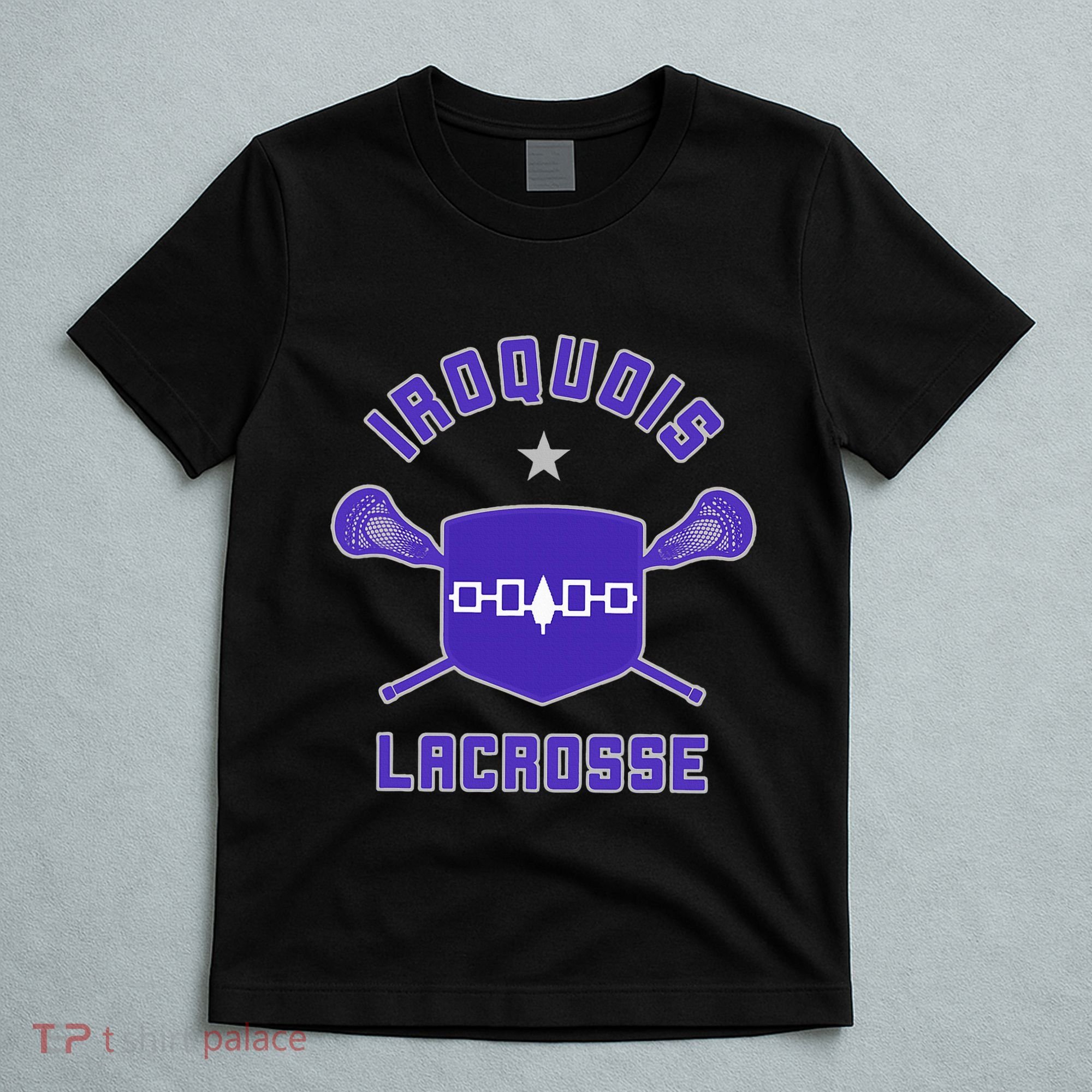 Iroquois Lacrosse Lax Sticks & Flag T-Shirt