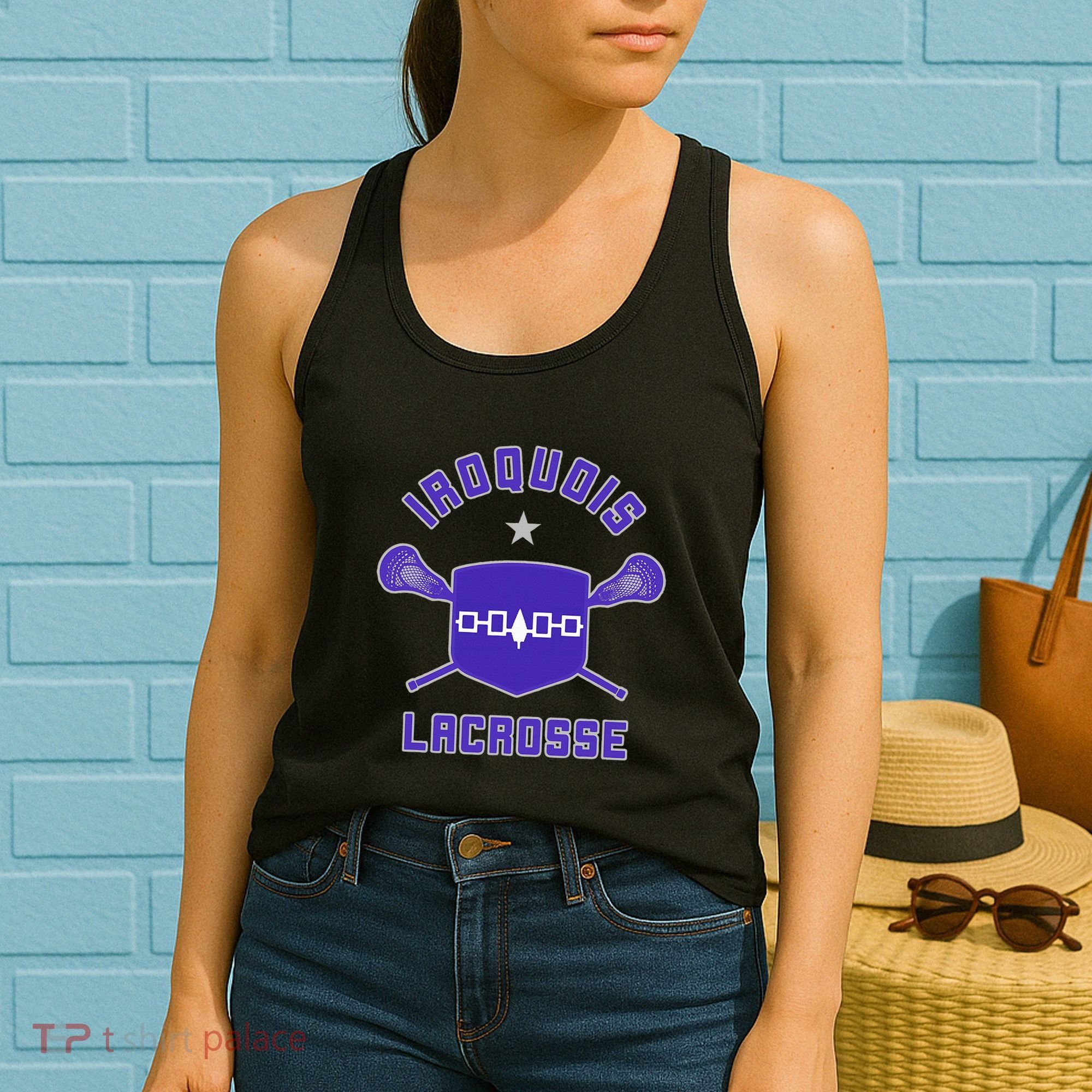 Iroquois Lacrosse Lax Sticks & Flag Women's Tank Top