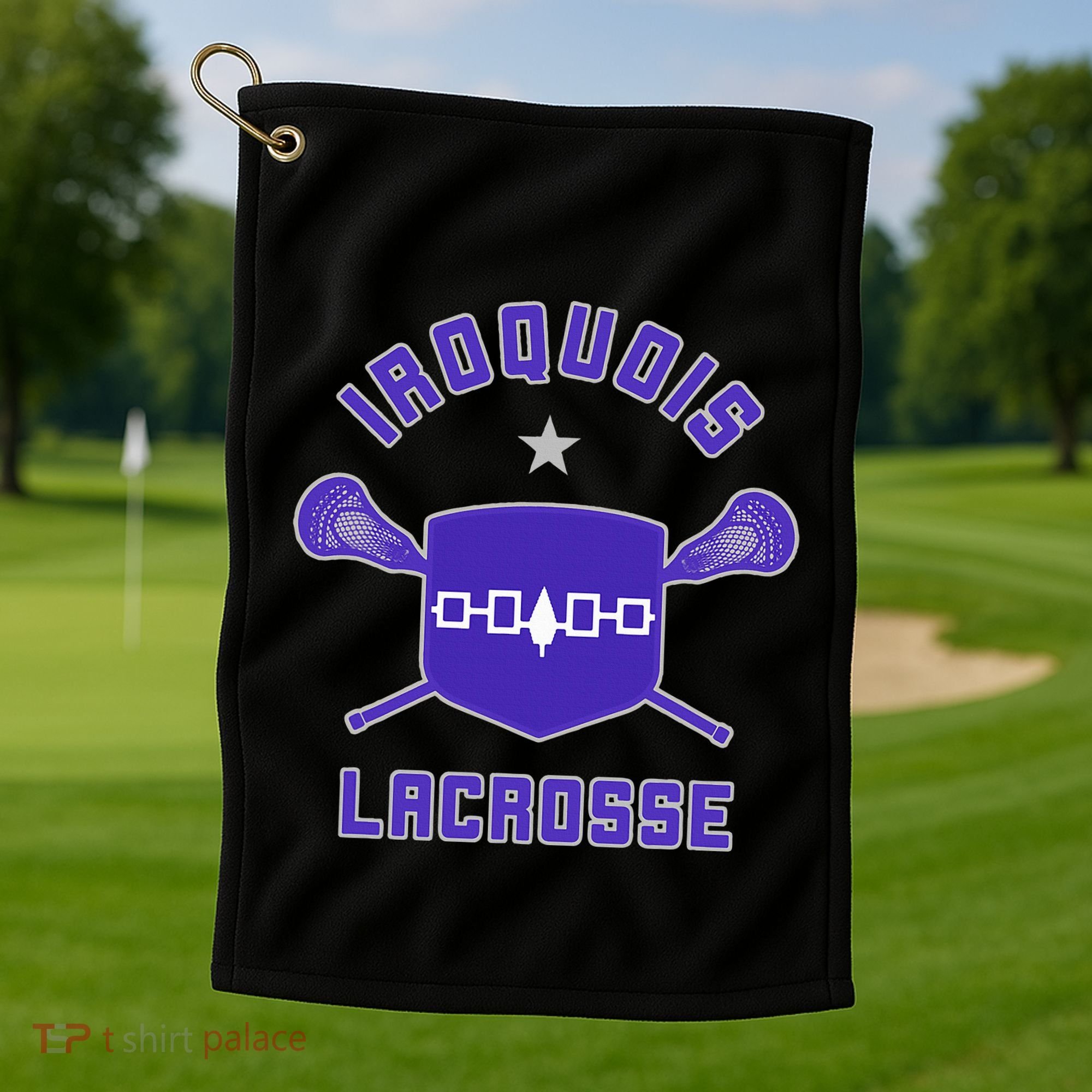 Iroquois Lacrosse Lax Sticks & Flag Golf Towel