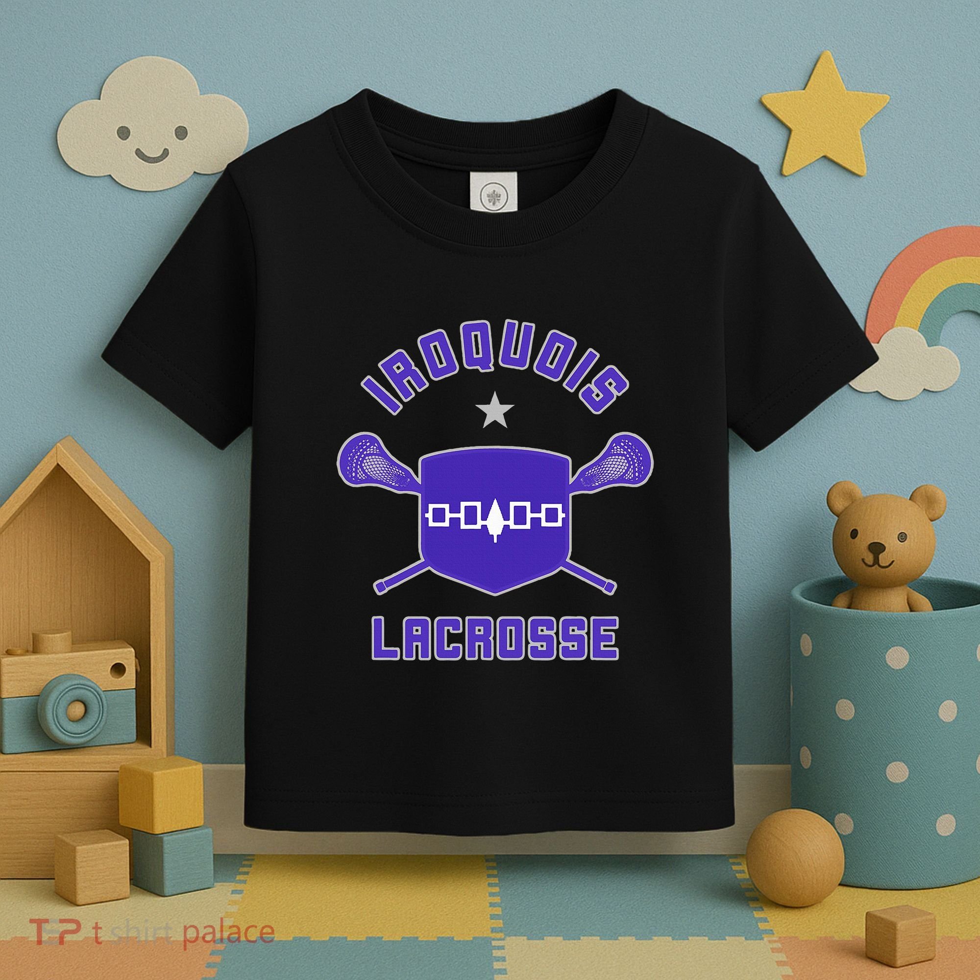 Iroquois Lacrosse Lax Sticks & Flag Toddler T-Shirt