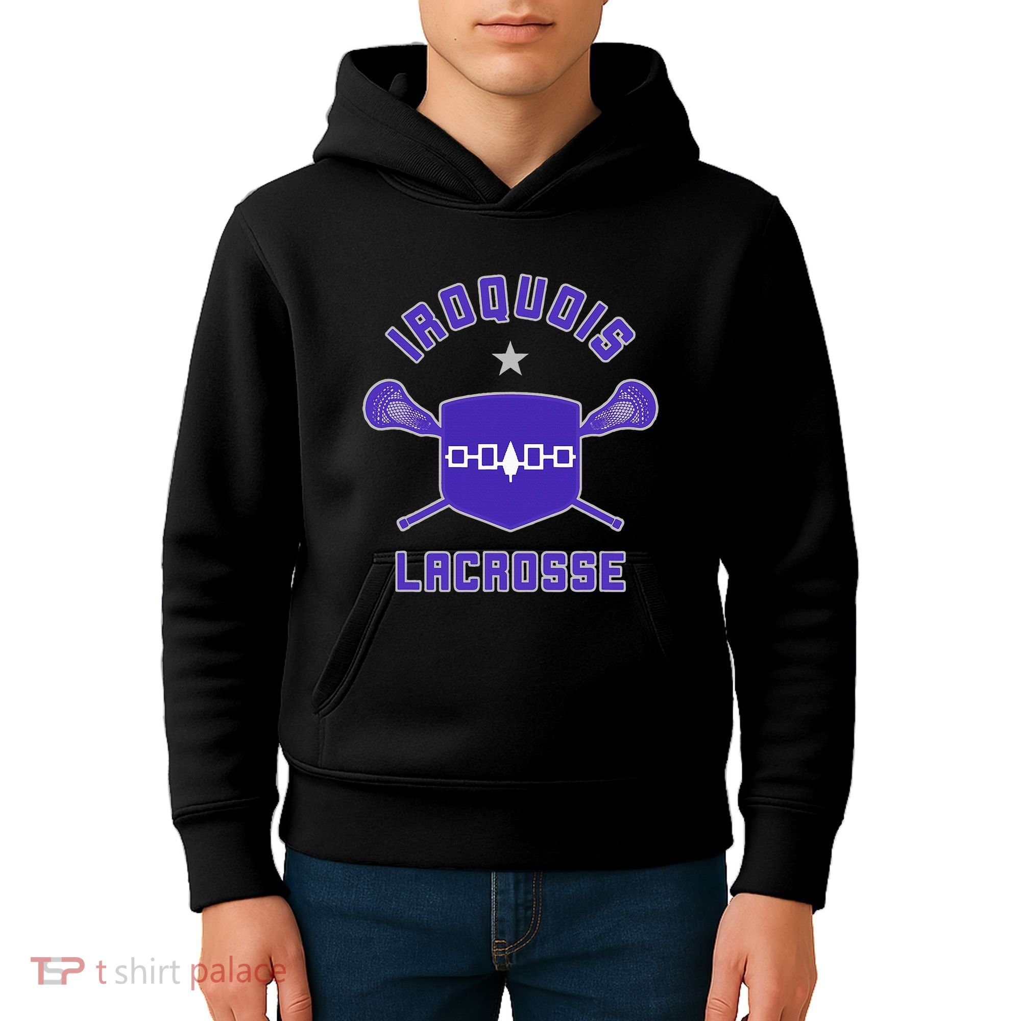 Iroquois Lacrosse Lax Sticks & Flag Kids Hoodie