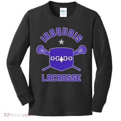 Iroquois Lacrosse Lax Sticks & Flag Kids Long Sleeve Shirt