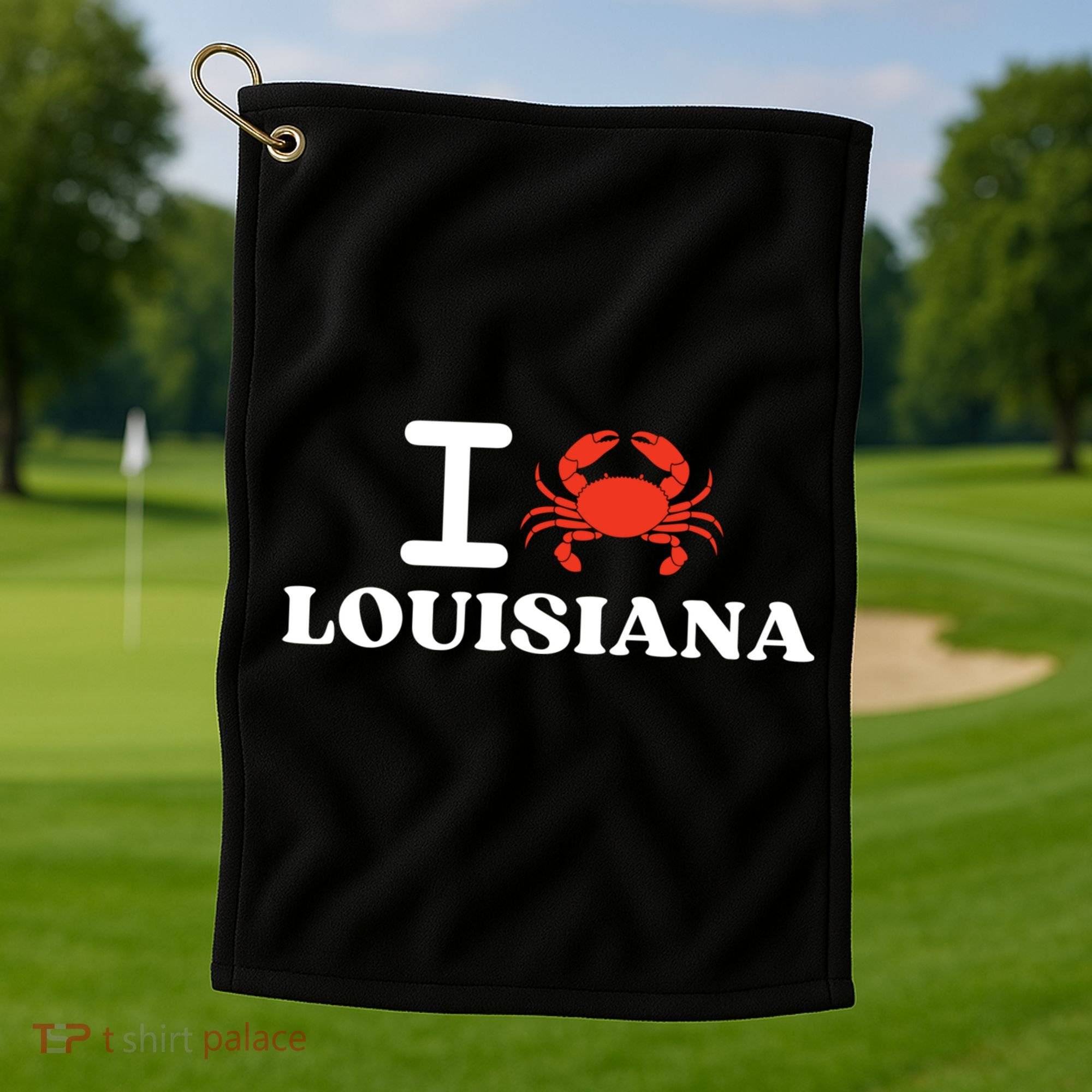I Love Louisiana Crab Shellfish National Seafood Month Gift Golf Towel