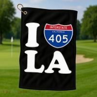 I Love La 405 Freeway Los Angeles Golf Towel thumb 1