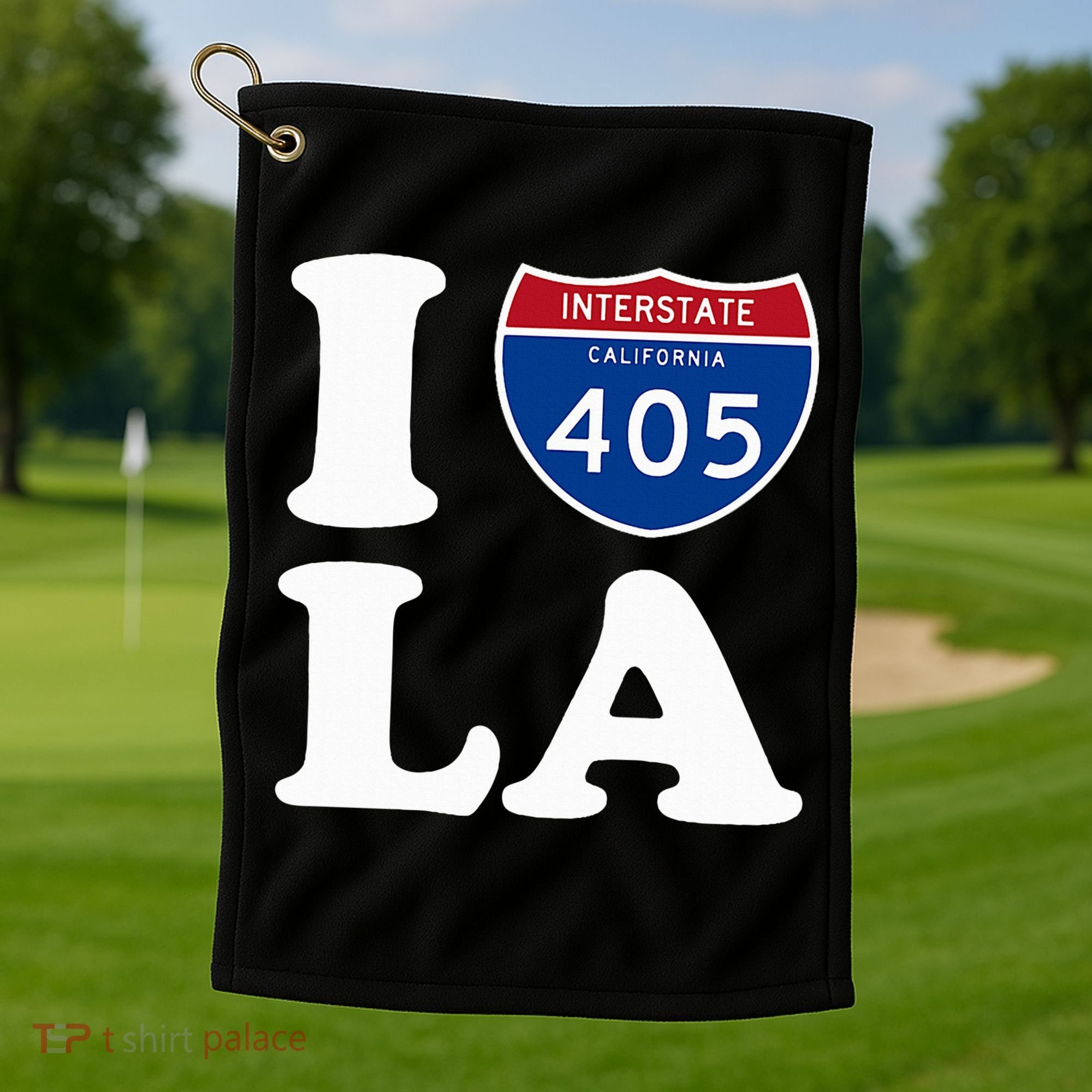 I Love La 405 Freeway Los Angeles Golf Towel