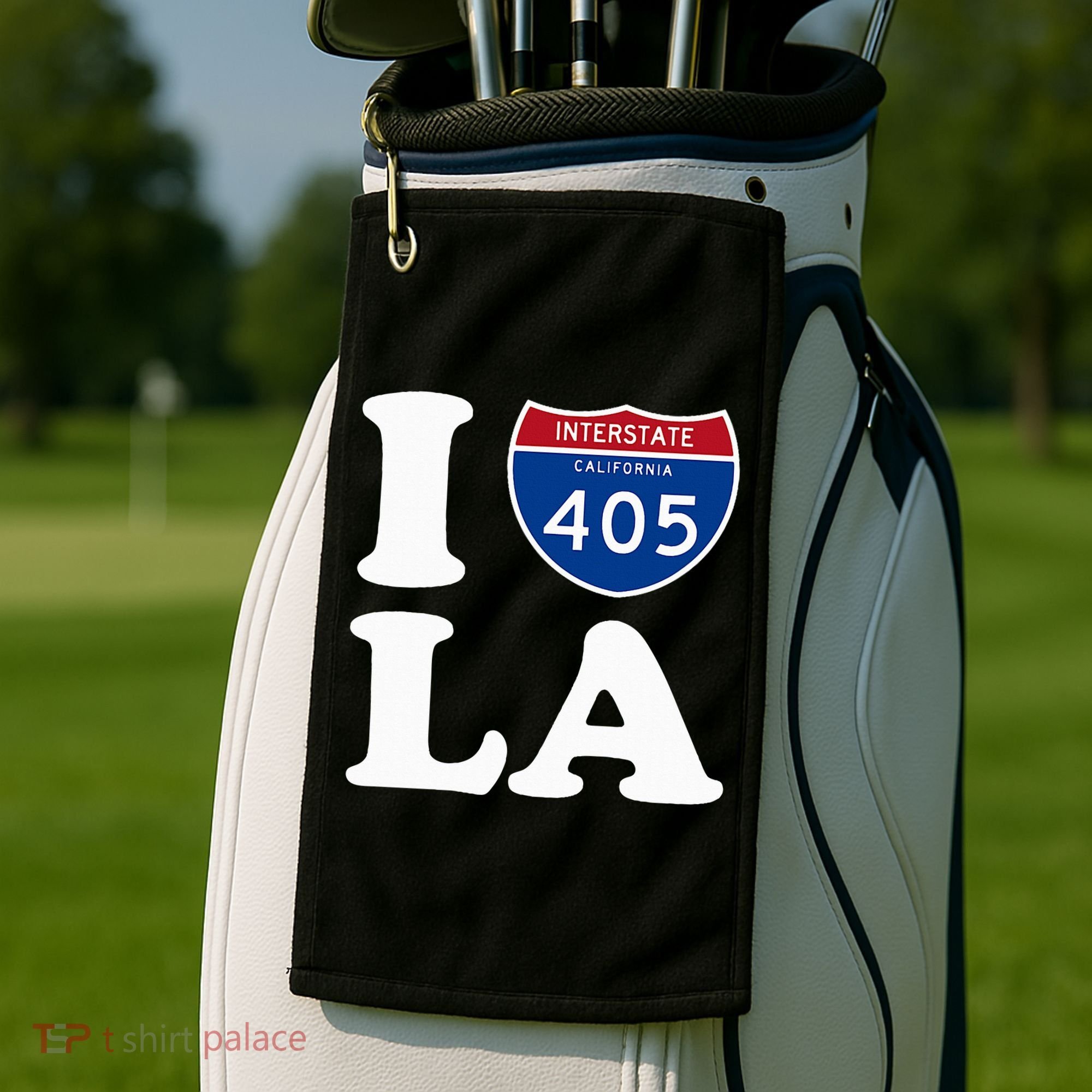 I Love La 405 Freeway Los Angeles Golf Towel