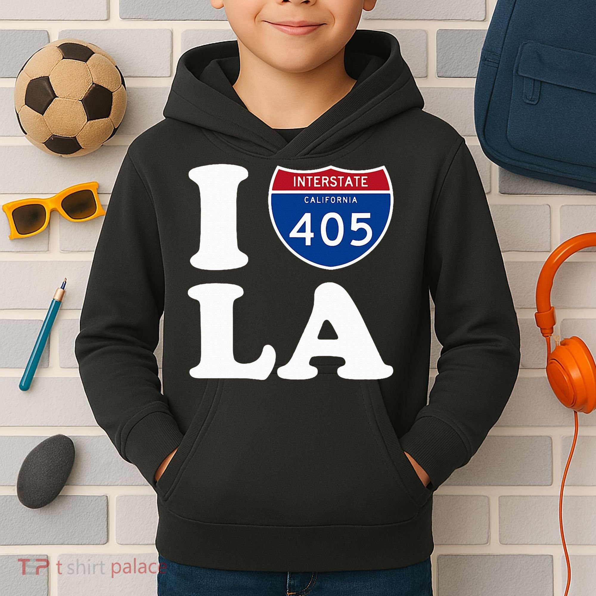 I Love La 405 Freeway Los Angeles Kids Hoodie