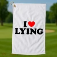 I Love Lying Gift I Heart Lying Funny Gift Golf Towel thumb 1