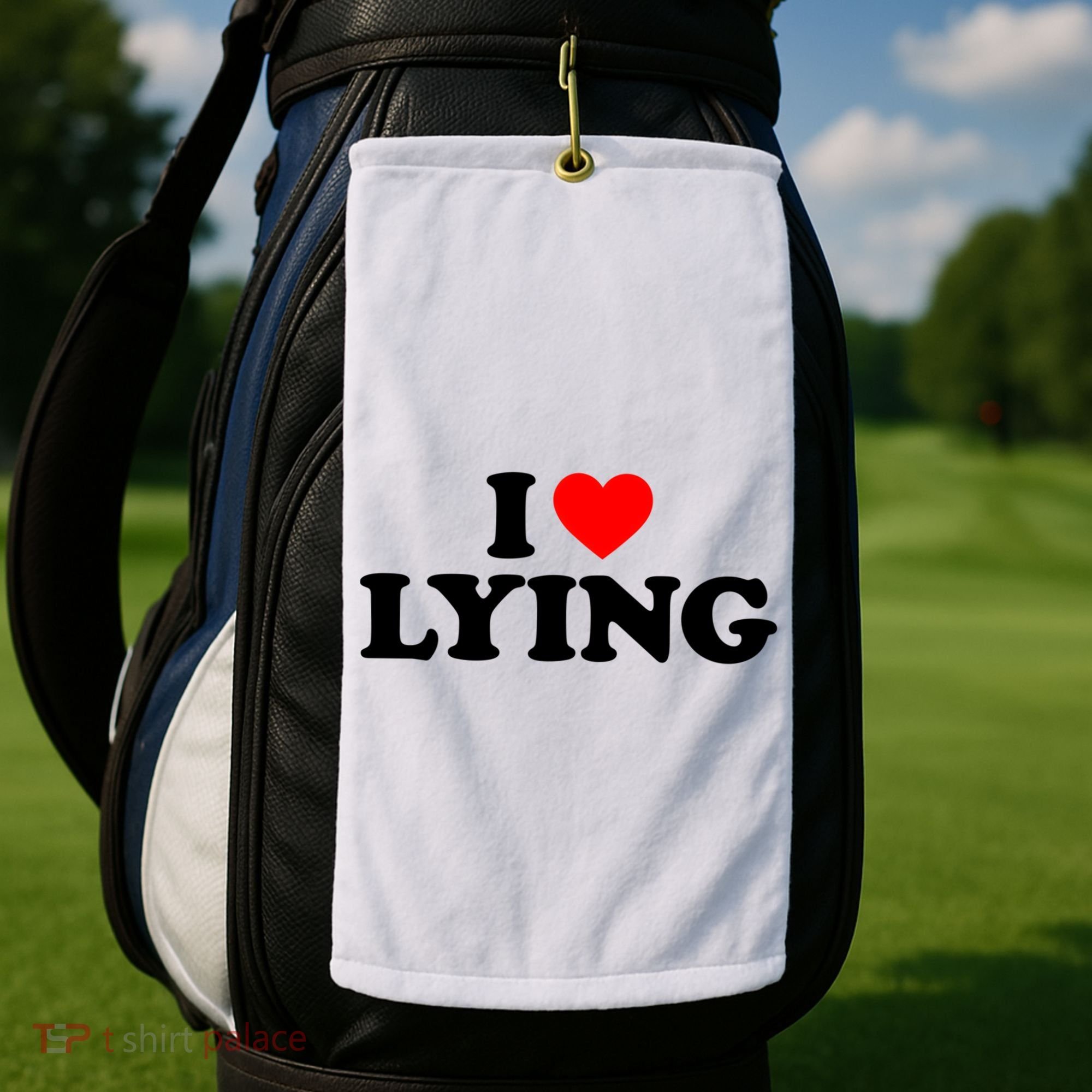 I Love Lying Gift I Heart Lying Funny Gift Golf Towel