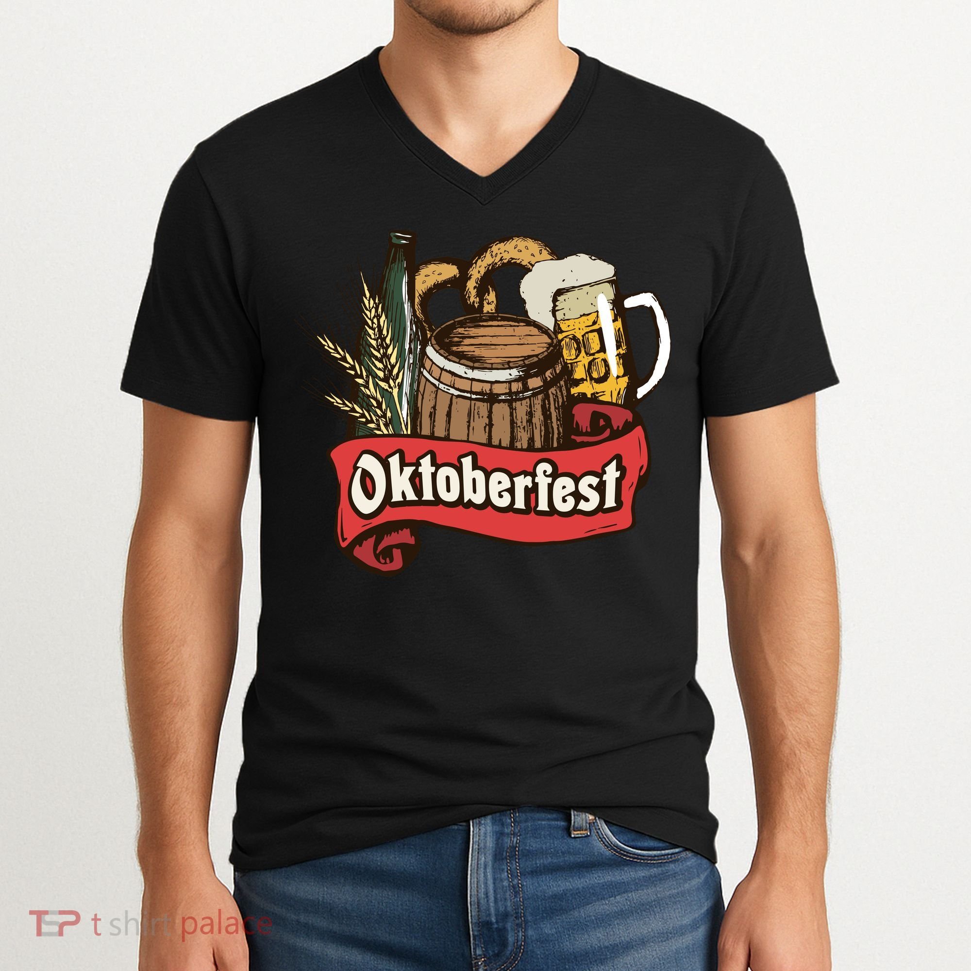 Illustration Oktoberfest V-Neck T-Shirt