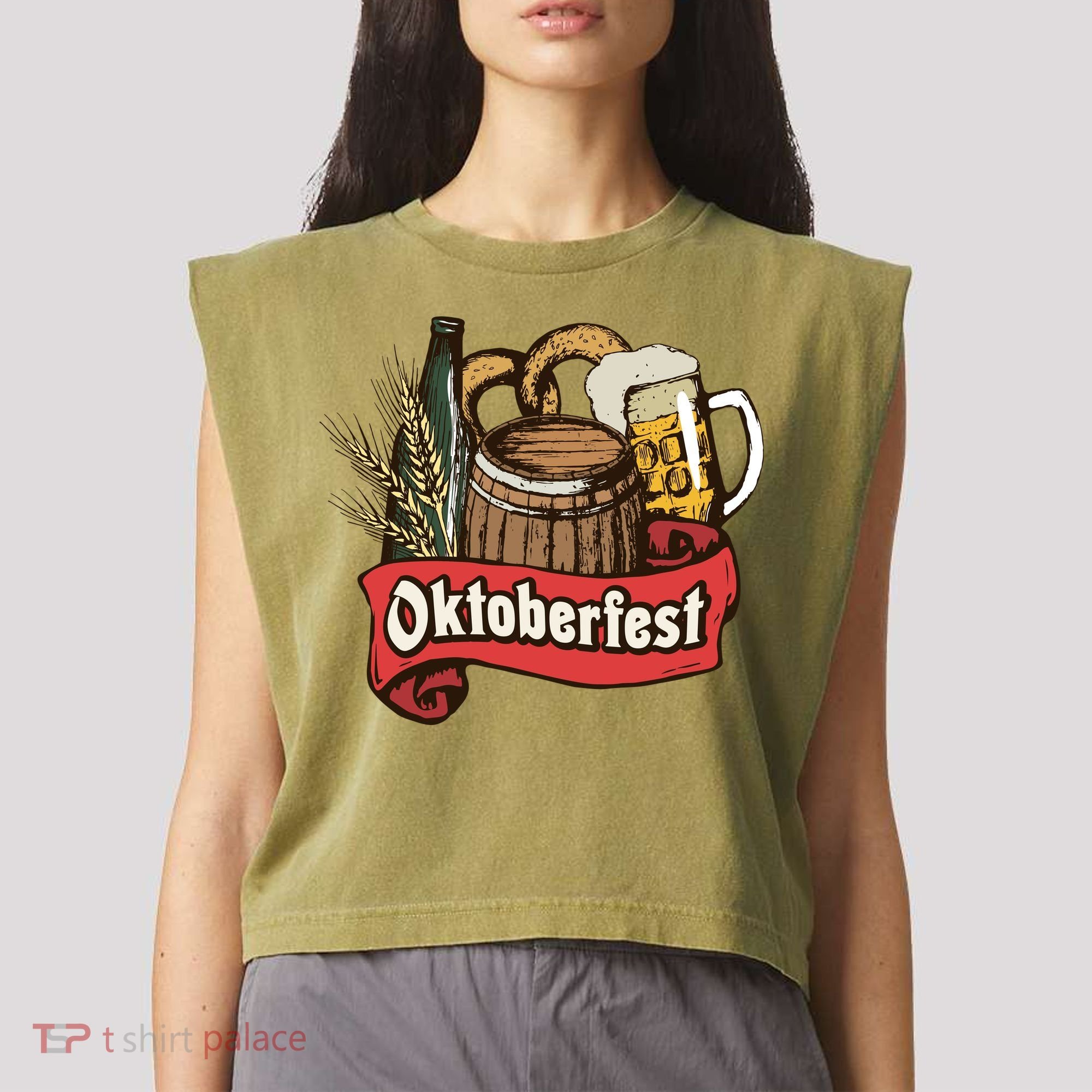 Illustration Oktoberfest Garment-Dyed Women's Muscle Tee