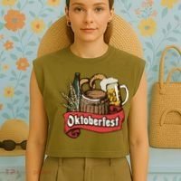 Illustration Oktoberfest Garment-Dyed Women's Muscle Tee thumb 4