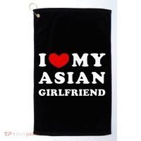 I Love My Asian Girlfriend Golf Towel thumb 0