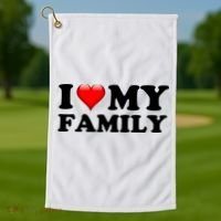 I Love My Family Golf Towel thumb 1