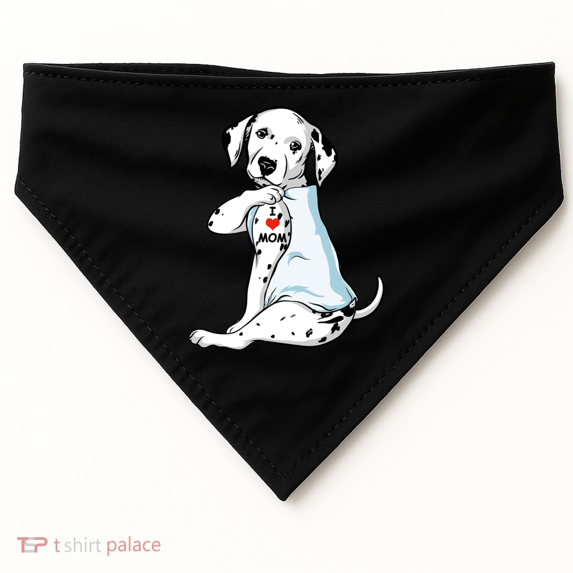 I Love Mom Tattoo Dalmatian Mom Dog Lover Gift USA-Made Doggie Bandana