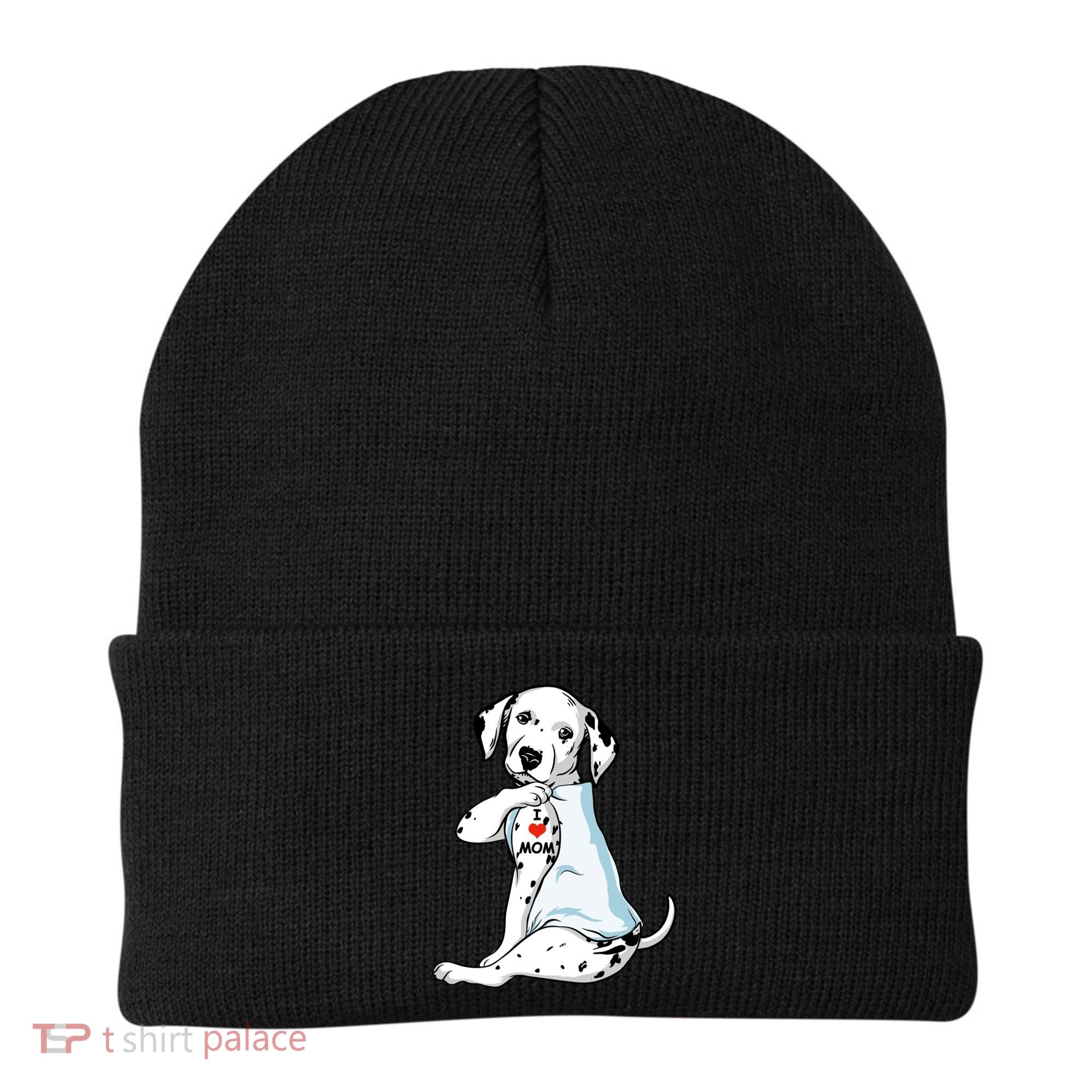 I Love Mom Tattoo Dalmatian Mom Dog Lover Gift Beanie