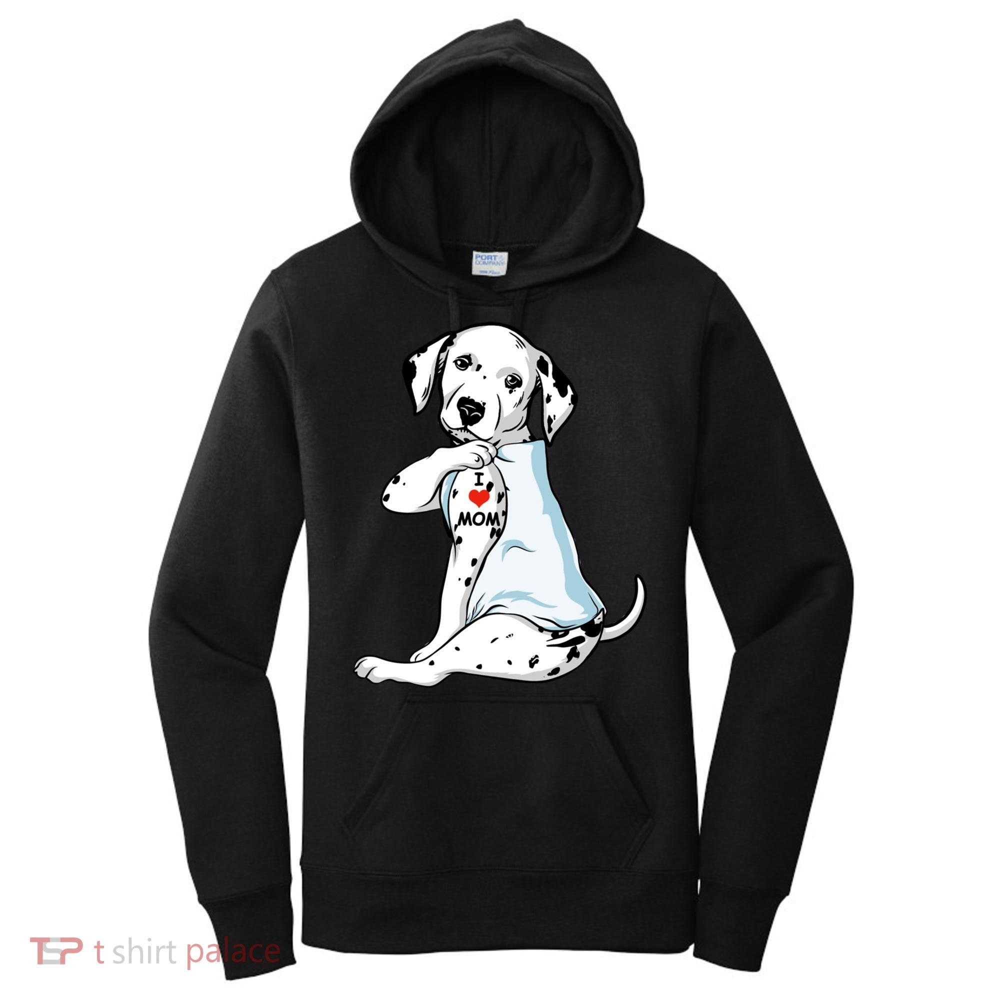 I Love Mom Tattoo Dalmatian Mom Dog Lover Gift Women's Hoodie