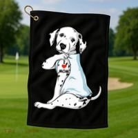 I Love Mom Tattoo Dalmatian Mom Dog Lover Gift Golf Towel thumb 1