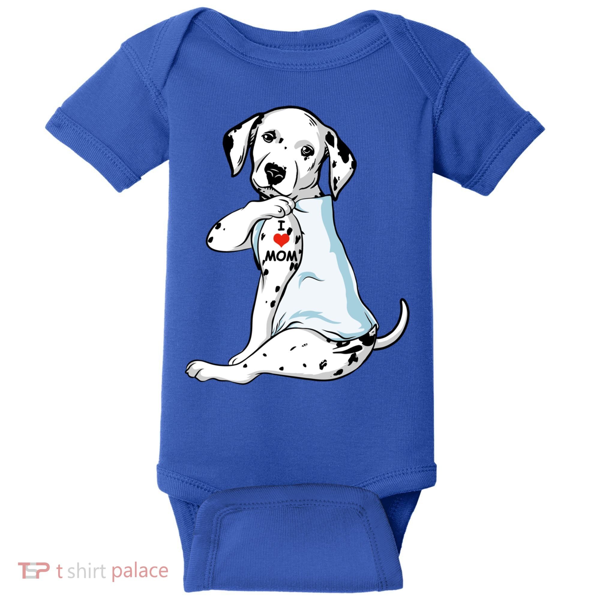 I Love Mom Tattoo Dalmatian Mom Dog Lover Gift Baby Bodysuit