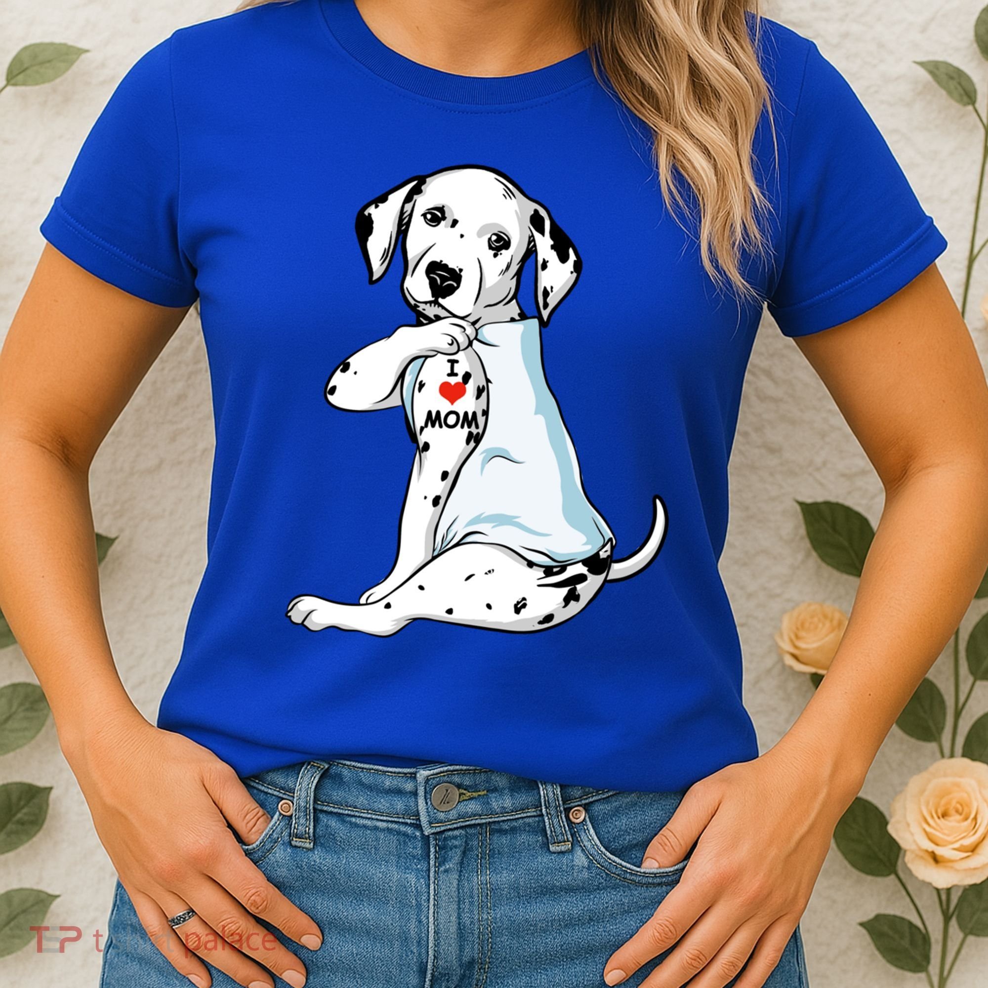 I Love Mom Tattoo Dalmatian Mom Dog Lover Gift Women's T-Shirt