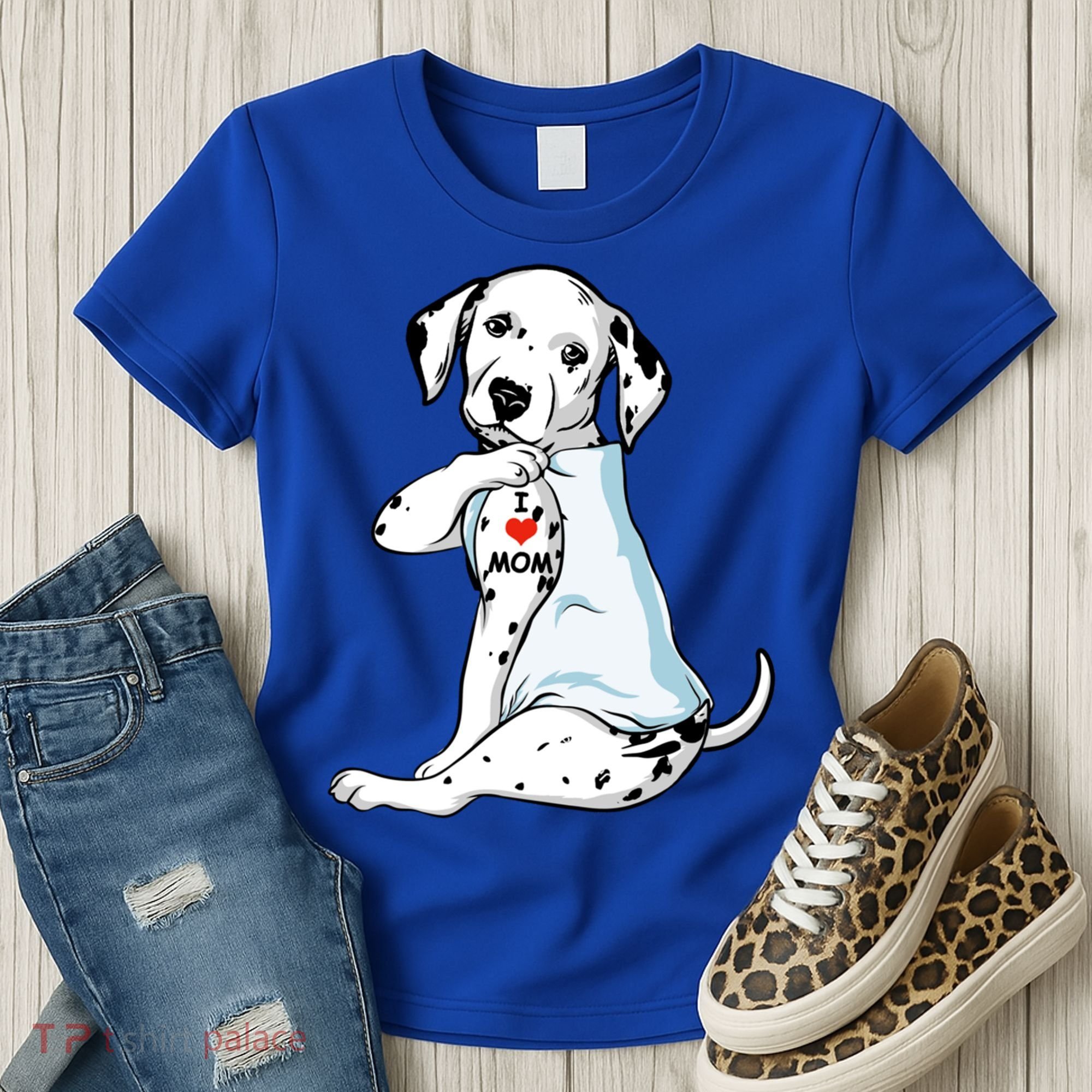 I Love Mom Tattoo Dalmatian Mom Dog Lover Gift Women's T-Shirt