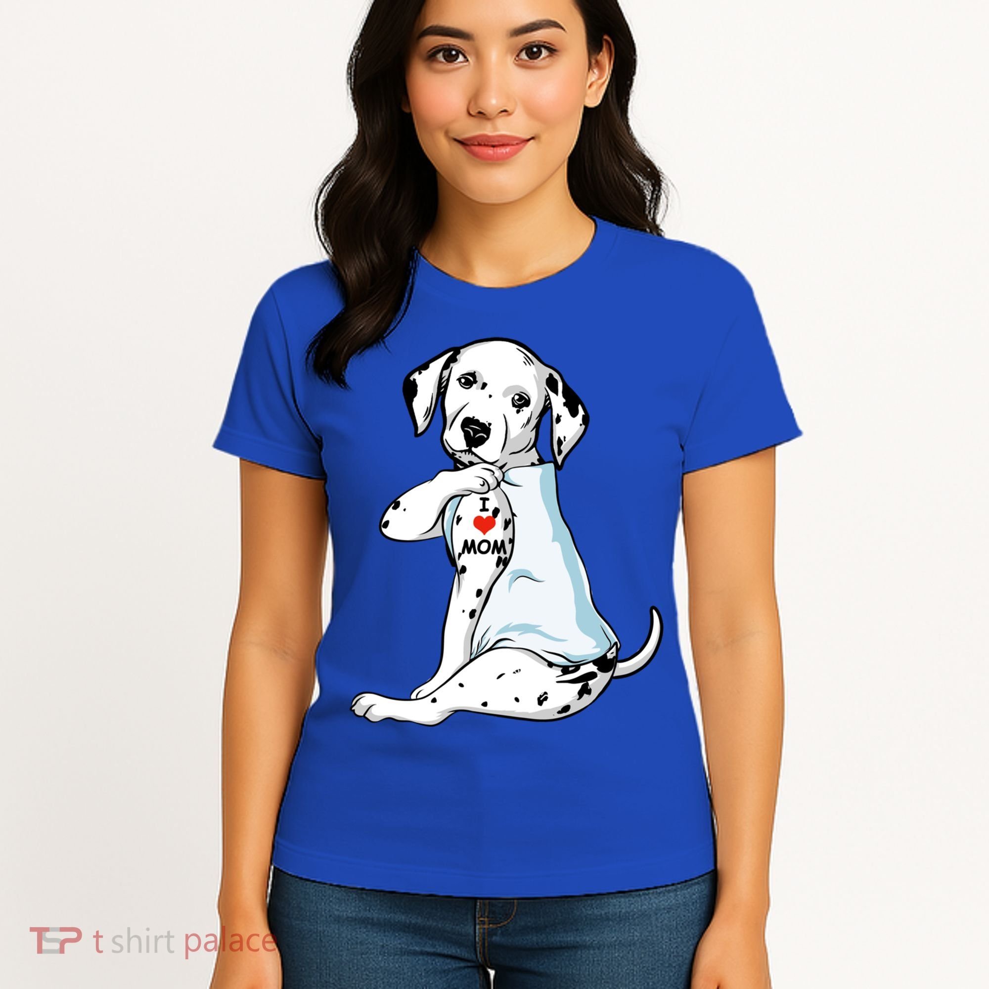 I Love Mom Tattoo Dalmatian Mom Dog Lover Gift Women's T-Shirt