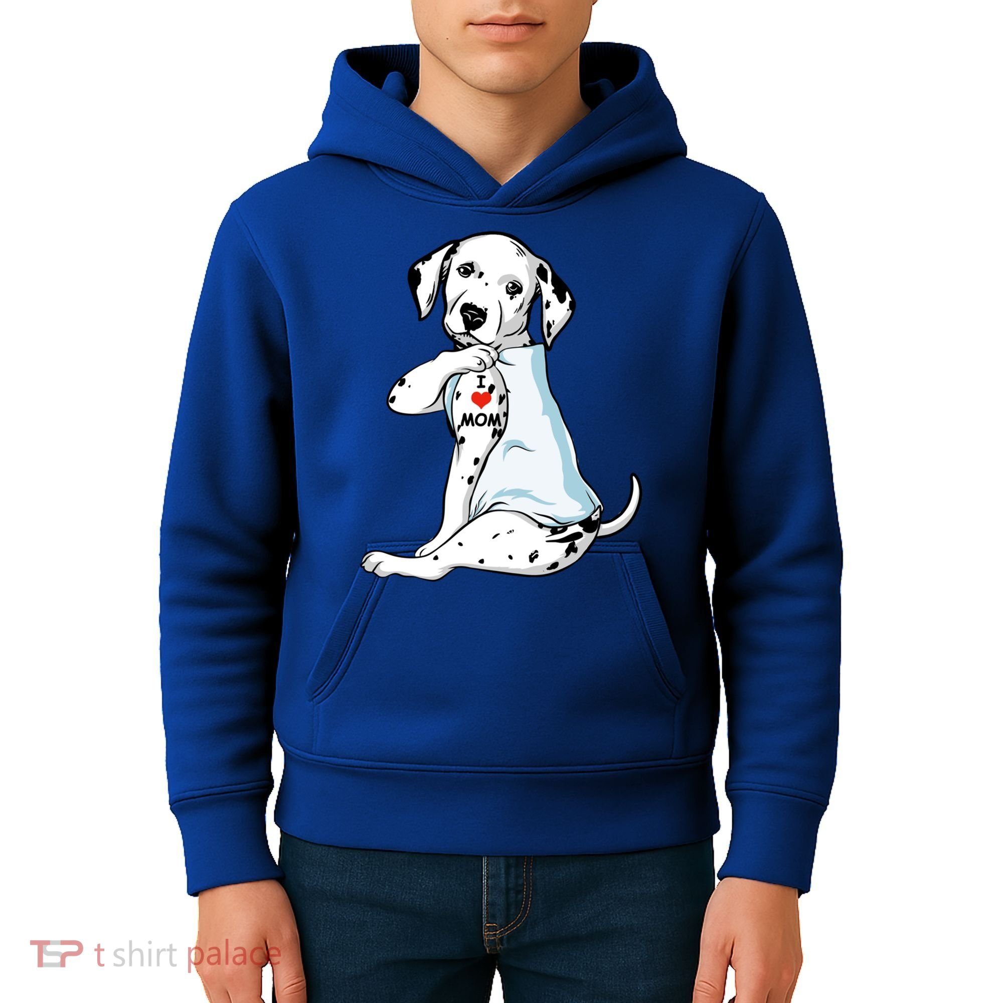 I Love Mom Tattoo Dalmatian Mom Dog Lover Gift Kids Hoodie