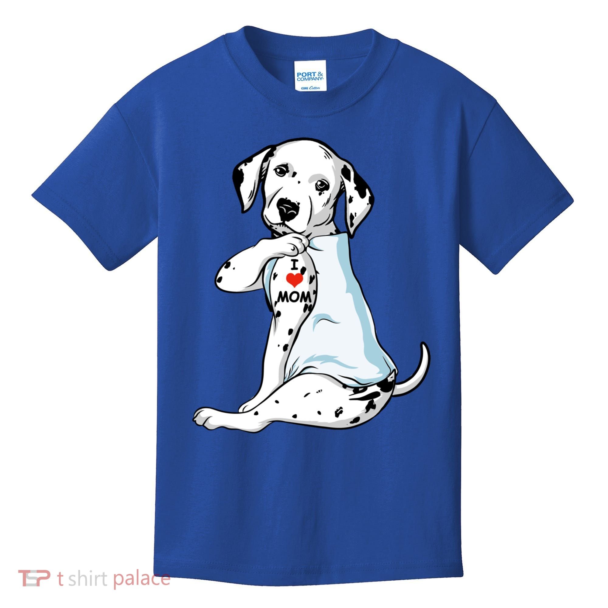 I Love Mom Tattoo Dalmatian Mom Dog Lover Gift Kids T-Shirt