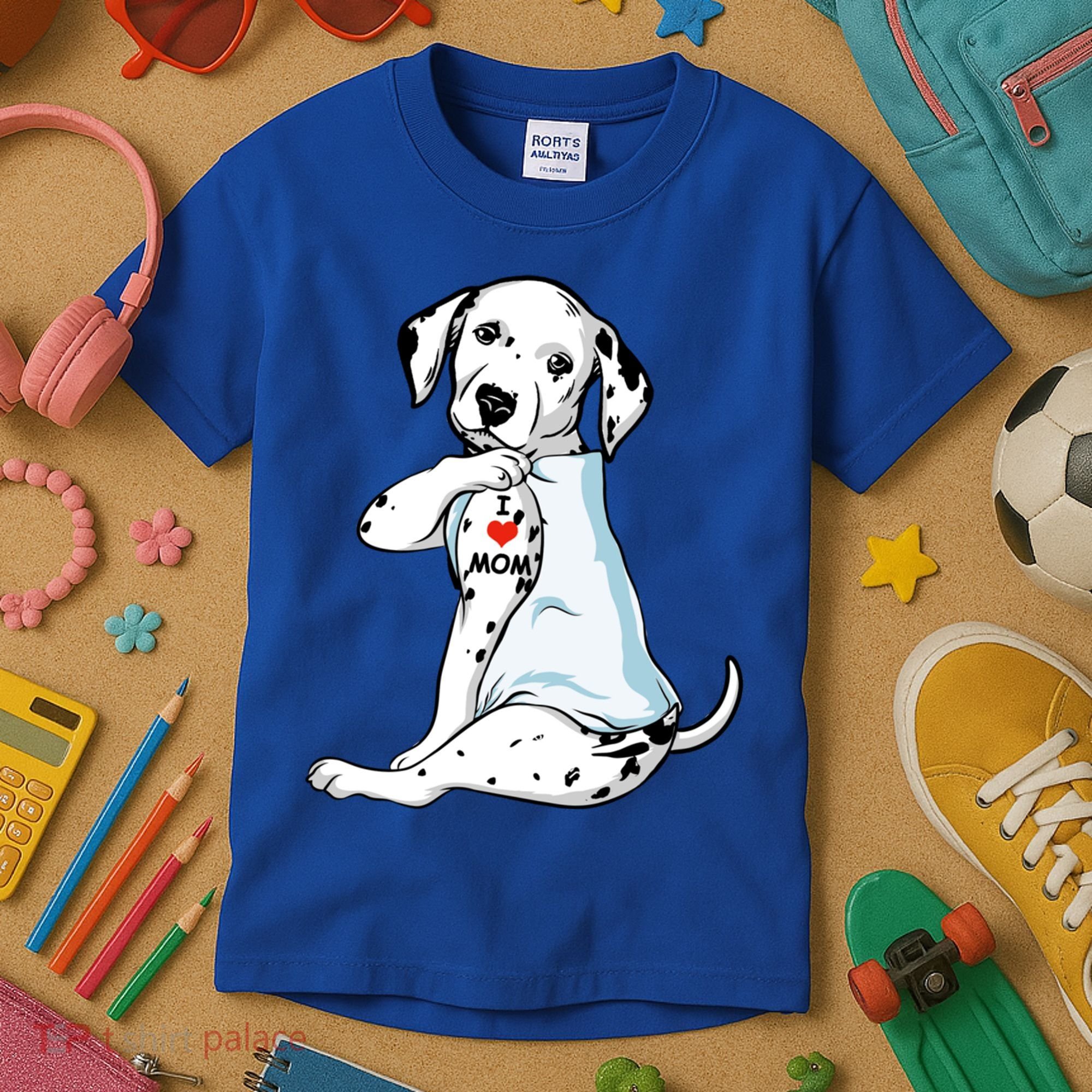 I Love Mom Tattoo Dalmatian Mom Dog Lover Gift Kids T-Shirt