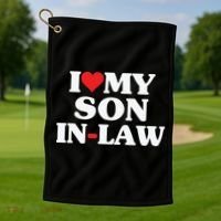 I Love My Son In Law Heart Funny Golf Towel thumb 1