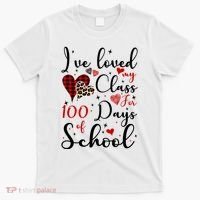 I've Loved My Class For 100 Days Of School Valentine Hearts T-Shirt thumb 0