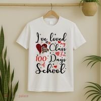 I've Loved My Class For 100 Days Of School Valentine Hearts T-Shirt thumb 2