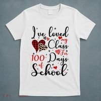 I've Loved My Class For 100 Days Of School Valentine Hearts T-Shirt thumb 5