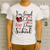 I've Loved My Class For 100 Days Of School Valentine Hearts T-Shirt thumb 6