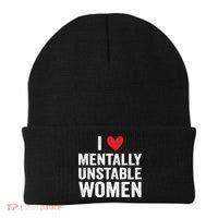 I Love Mentally Unstable Women Funny Ironic Meme Beanie thumb 0