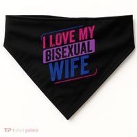 I Love My Bisexual Wife Bi Pride Bisexual Flag USA-Made Doggie Bandana thumb 0