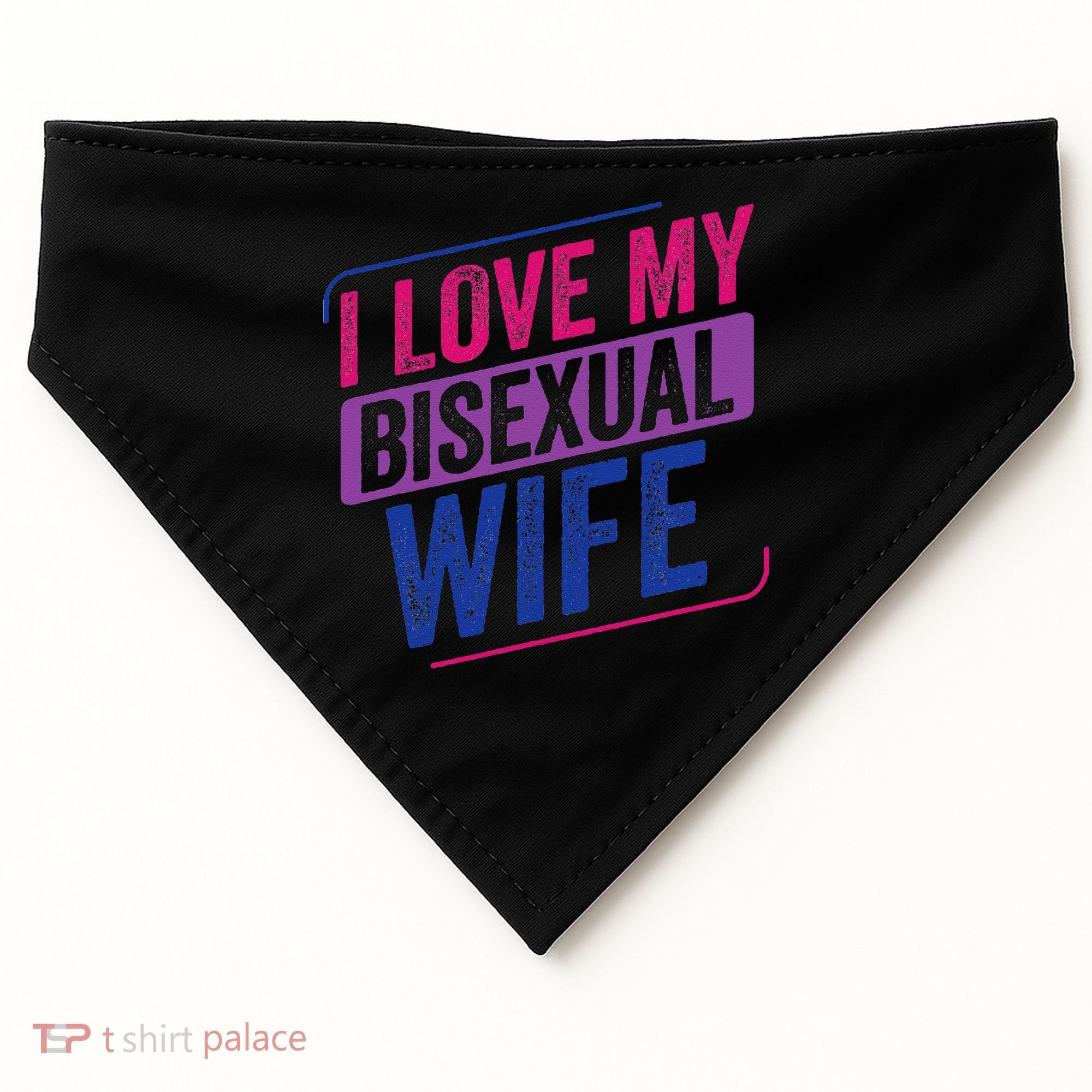 I Love My Bisexual Wife Bi Pride Bisexual Flag USA-Made Doggie Bandana